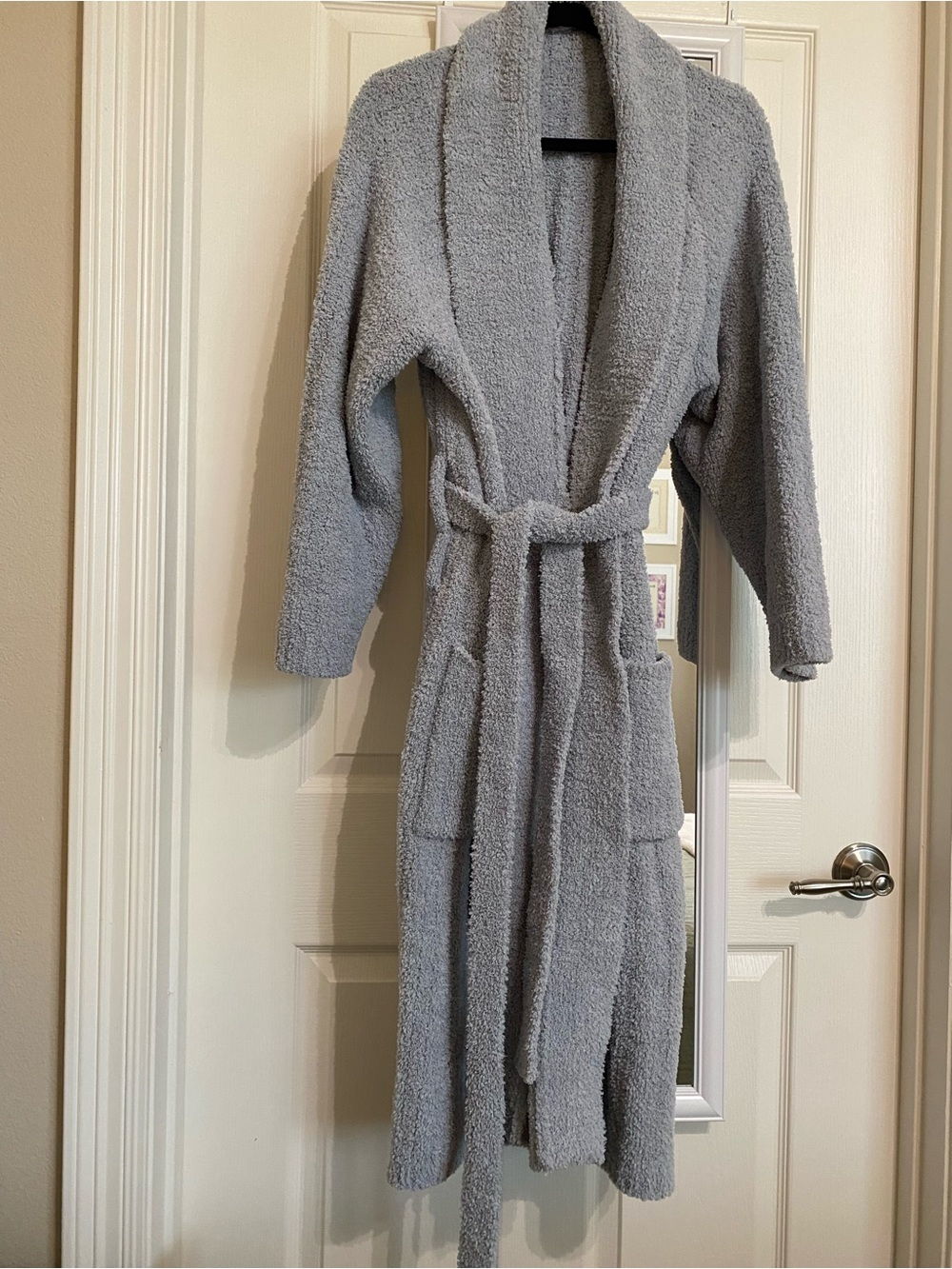 Pottery Barn Plush Luxury Slate Grey Blue Robe Barefoot Dreams like Large